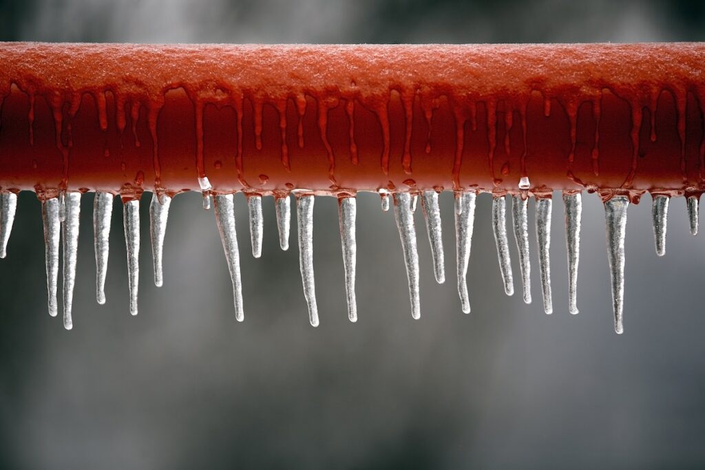 Sprinkler System Pipe With Icicles | Fire Sprinkler System Winterization Tips | Risk Suppression Partners | Kimberton, PA